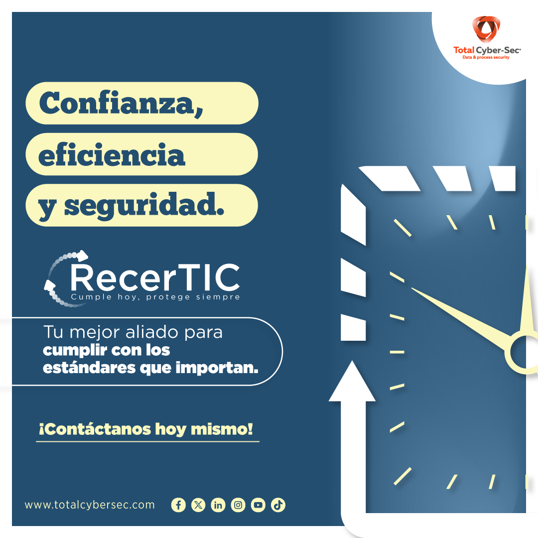 totalcybersec's tweet photo. 🚀 ¿Sabías que puedes reducir costos operativos hasta un 20%?
Las #certificaciones en #Ciberseguridad son la clave para la eficiencia, seguridad y confianza.
💡 Con #Recertic, tu empresa estará protegida y optimizada.
🔒 ¡No dejes tu seguridad al azar! Contáctanos ahora. https://t.co/hmLNiAhZNC