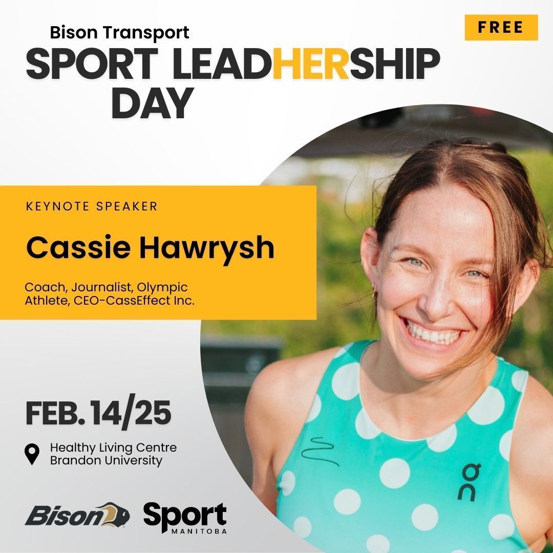 The <a href="/Drive4Bison/">Bison Transport</a> Sport LeadHERship Day is coming up on the 14th!

Attendees can hear from <a href="/CassieHawrysh/">Cassie Elise Hawrysh</a>, a coach, journalist, Olympic athlete, and CEO of CassEffect, as she gives a keynote welcome and hosts the event's panel discussion!

Free event ⬇️
bit.ly/3oXoj2s