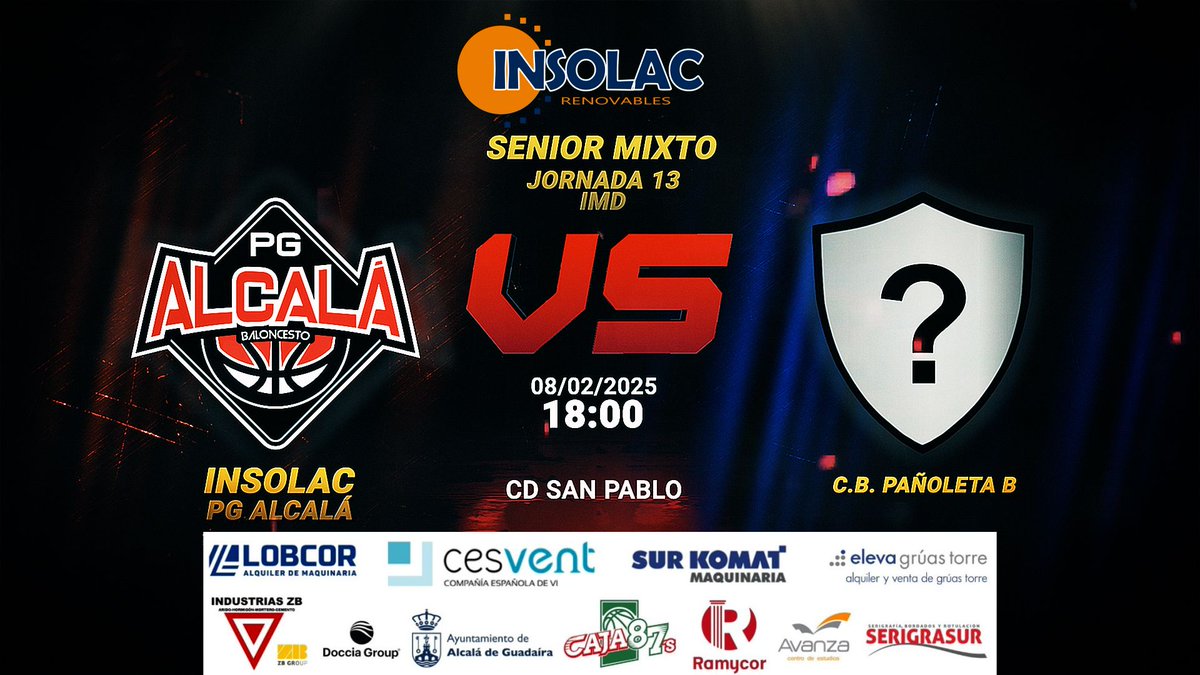 <a href="/IMDSevilla/">IMD Sevilla</a> <a href="/SevillaFaB/">FAB Sevilla</a> <a href="/aytoguadaira/">Alcalá de Guadaíra</a> <a href="/ventanascesvent/">Ventanas Cesvent</a> <a href="/Lobcor/">Lobcor</a> <a href="/mueblesramycor/">ramycor</a> <a href="/mamparasdoccia/">Mamparas Doccia</a> Partidos para este fin de semana.
3/3🧵 

<a href="/imdsevilla/">IMD Sevilla</a> <a href="/sevillafab/">FAB Sevilla</a>

Nuestros colaboradores:
<a href="/aytoguadaira/">Alcalá de Guadaíra</a>
Insolac Renovables
<a href="/ventanascesvent/">Ventanas Cesvent</a>
Eleva Grúas Torre
Industrias ZB
<a href="/lobcor/">Lobcor</a>
<a href="/mueblesramycor/">ramycor</a>
Sur Komat
Avanza Centro de Estudios
Serigrasur
<a href="/mamparasdoccia/">Mamparas Doccia</a>
Fotografía Reyes Ros