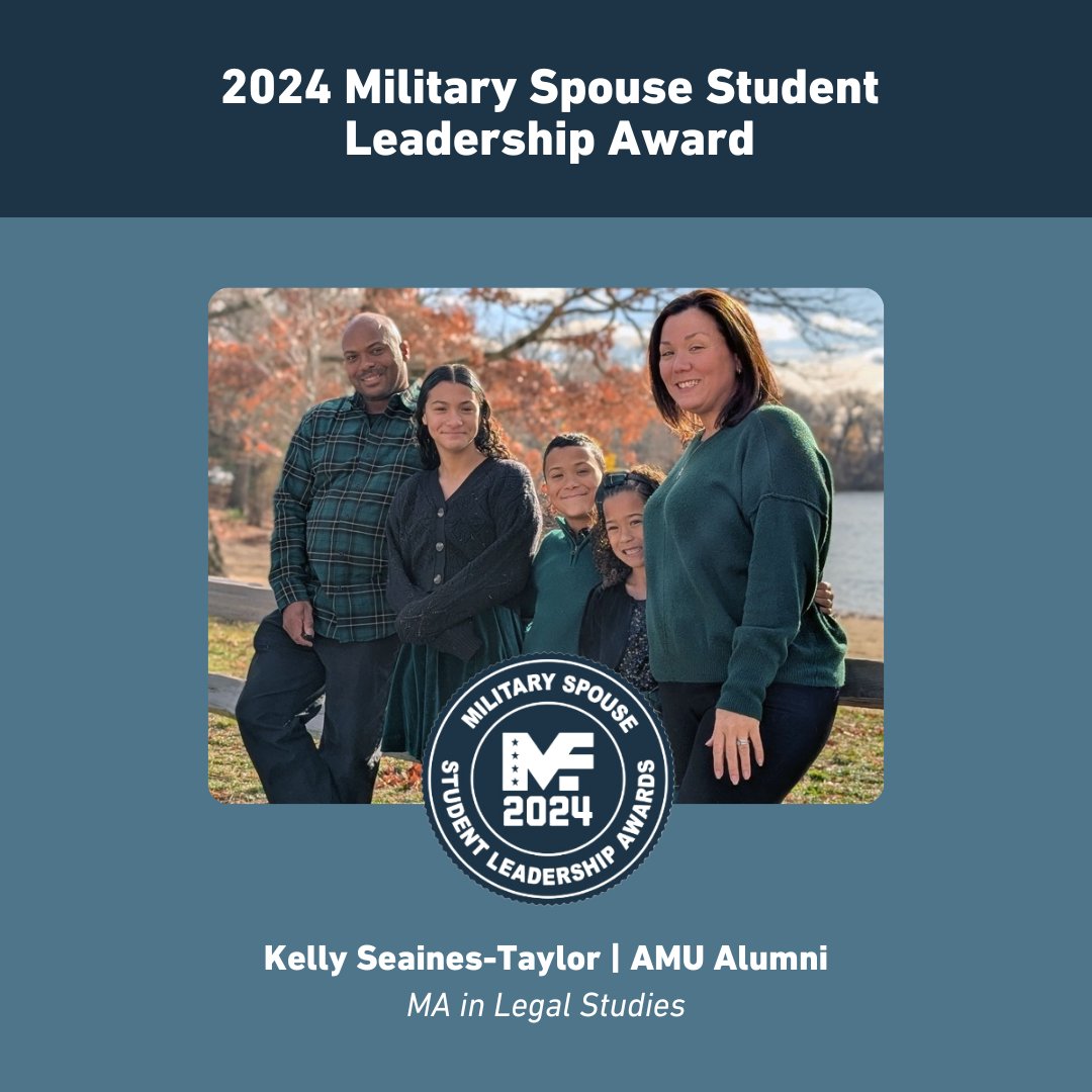 American Military U (@americanmilu) on Twitter photo Congrats to #AMUgrad Kelly Seaines-Taylor on being selected as a 2024 Military Spouse Student Leadership Award recipient! 👏
<a href="/MilSpouseMag/">Military Spouse</a> recognized Kelly because of her leadership and resilience. 💪
ow.ly/gG8U50UUgM9
#MilitarySpouse #MilSpouse
<a href="/apusalumni/">AMU&APUAlumni</a> <a href="/APUSPRteam/">APUS PublicRelations</a> Congrats to #AMUgrad Kelly Seaines-Taylor on being selected as a 2024 Military Spouse Student Leadership Award recipient! 👏
<a href="/MilSpouseMag/">Military Spouse</a> recognized Kelly because of her leadership and resilience. 💪
ow.ly/gG8U50UUgM9
#MilitarySpouse #MilSpouse
<a href="/apusalumni/">AMU&APUAlumni</a> <a href="/APUSPRteam/">APUS PublicRelations</a>