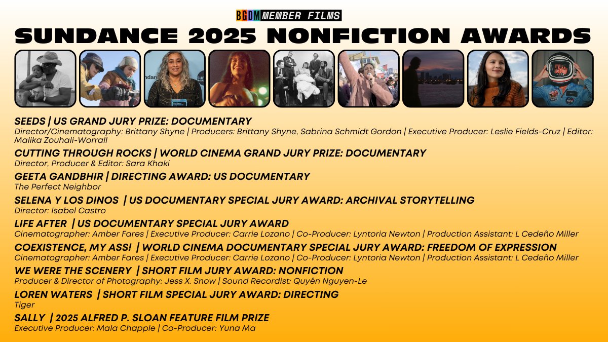BGDM members took home some big awards at Sundance, including two grand jury prizes for BGDM member-directed films! Give it up for these icons 💖