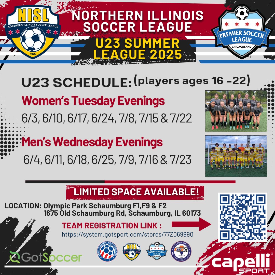 NISL U23 Summer League is NOW OPEN!!

Registration Link: system.gotsport.com/stores/77Z0699…