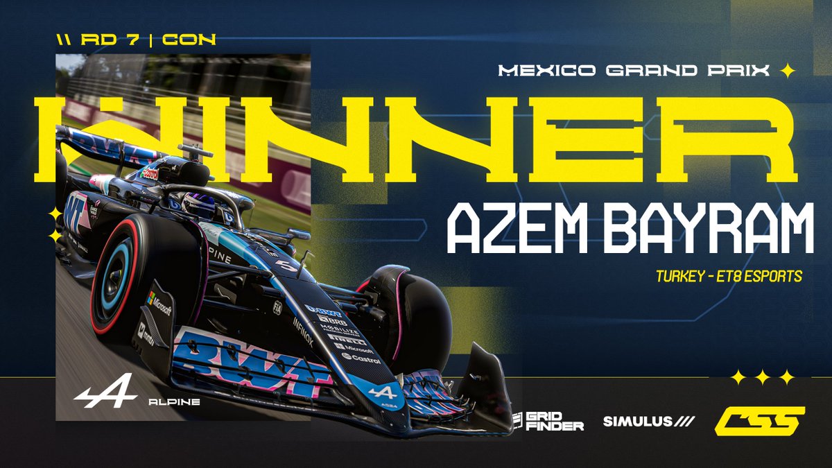 RACE WINNER | S5 CONSOLE - R7 🇲🇽 - <a href="/azem_F1/">ET8_Azem-_-</a> 

After the heavens opened in Mexico, <a href="/ET8eSports/">ET8</a> take the top step and only their 3rd podium this season 😮

#CSSxS5 #CSSMexicoGP