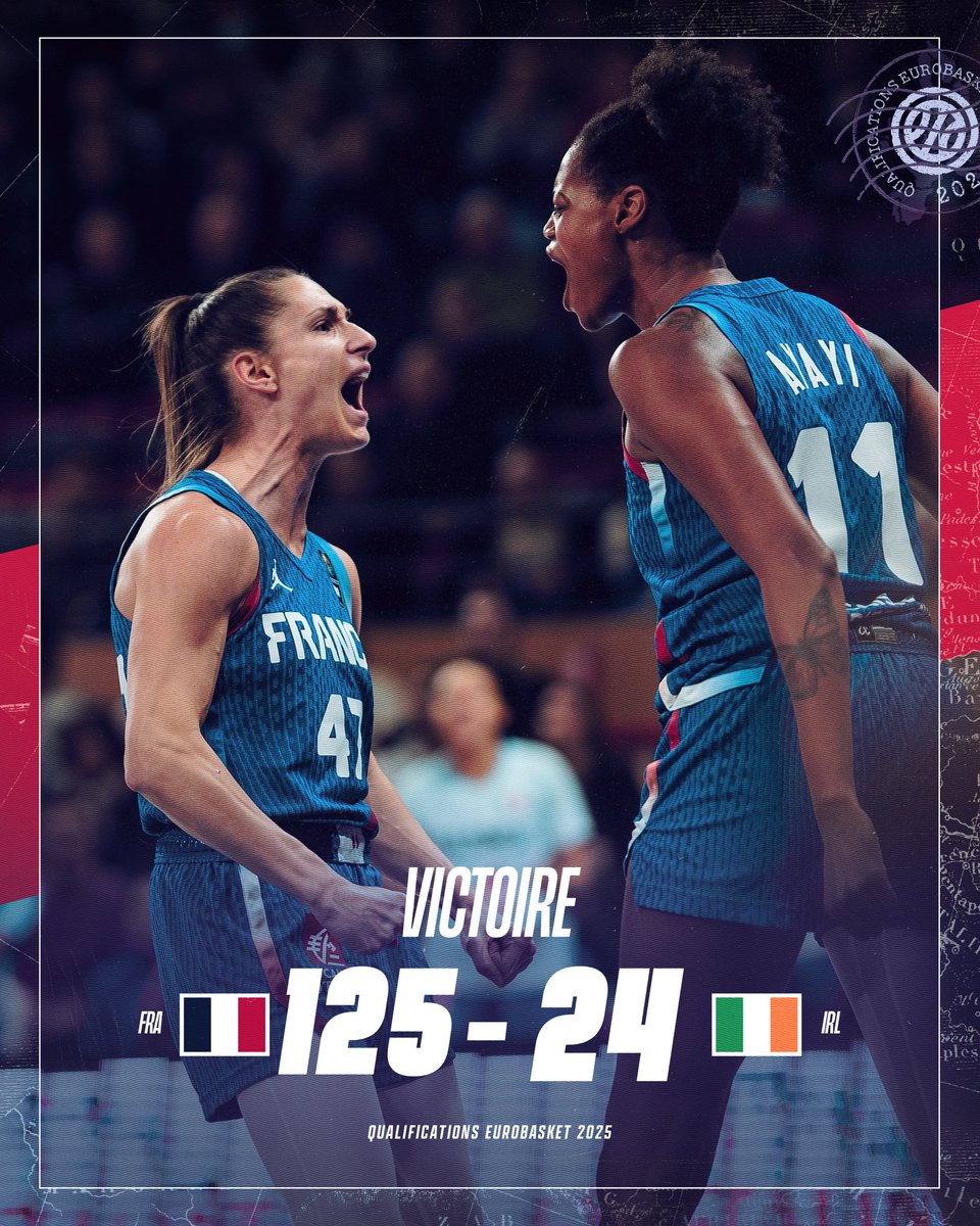 WOW 🤯

Face a l’Irlande, les Bleues réalisent le plus gros écart de l’histoire de l’Équipe de France féminine 📈

#PassionnémentBleu | #EuroBasketWomen