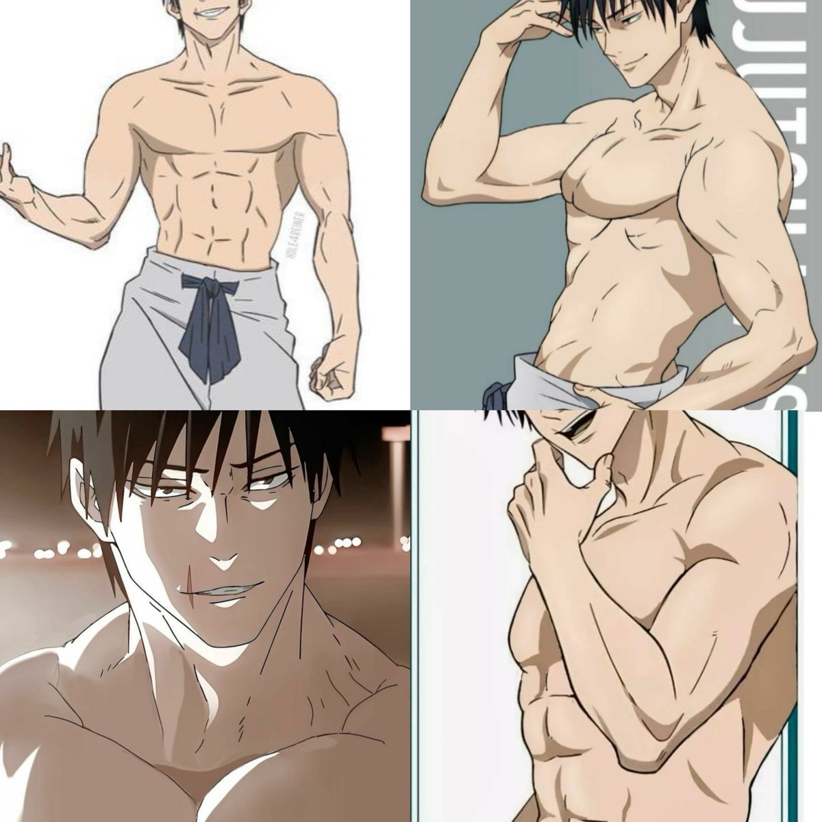 hourlytoji_'s tweet photo. Someone keeps editing toji's shirt off. I don't know who you are but I thank you. 🫶 keep doing it https://t.co/OyC3S0Pkj9