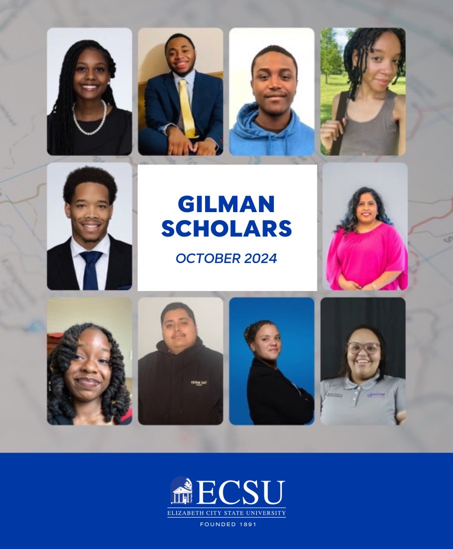 Ten students from Elizabeth City State University (ECSU) have been awarded the U.S. Department of State’s Benjamin A. Gilman International Scholarship during the Oct. 2024 cycle.

Read all about it by clicking the link below. ⬇️
ecsu.edu/news/ecsu-stud…

#GilmanScholars #ECSU