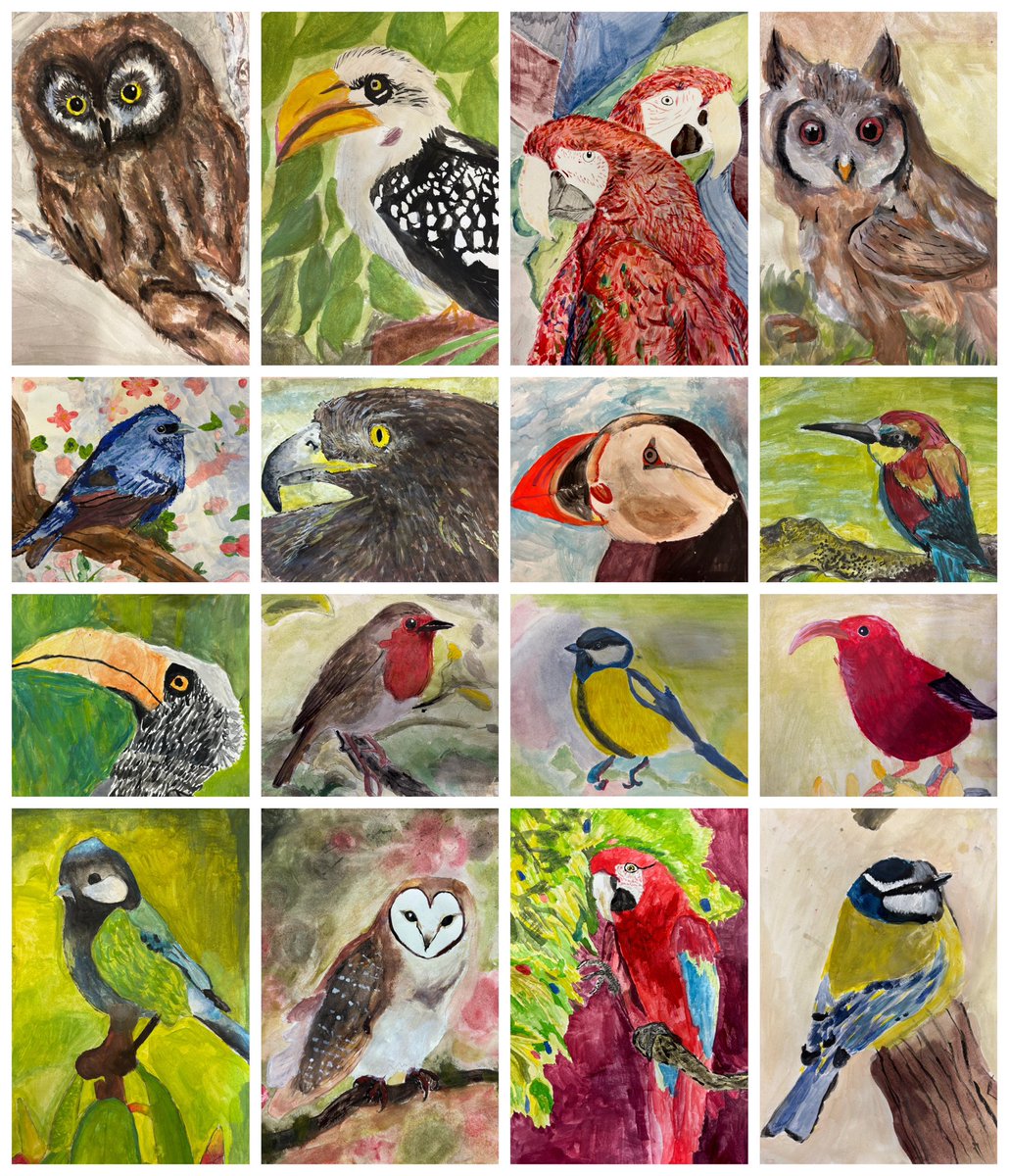 CLV_ART's tweet image. Just a few of the fantastic bird paintings by our Year 9 students this week! 👏👏👏