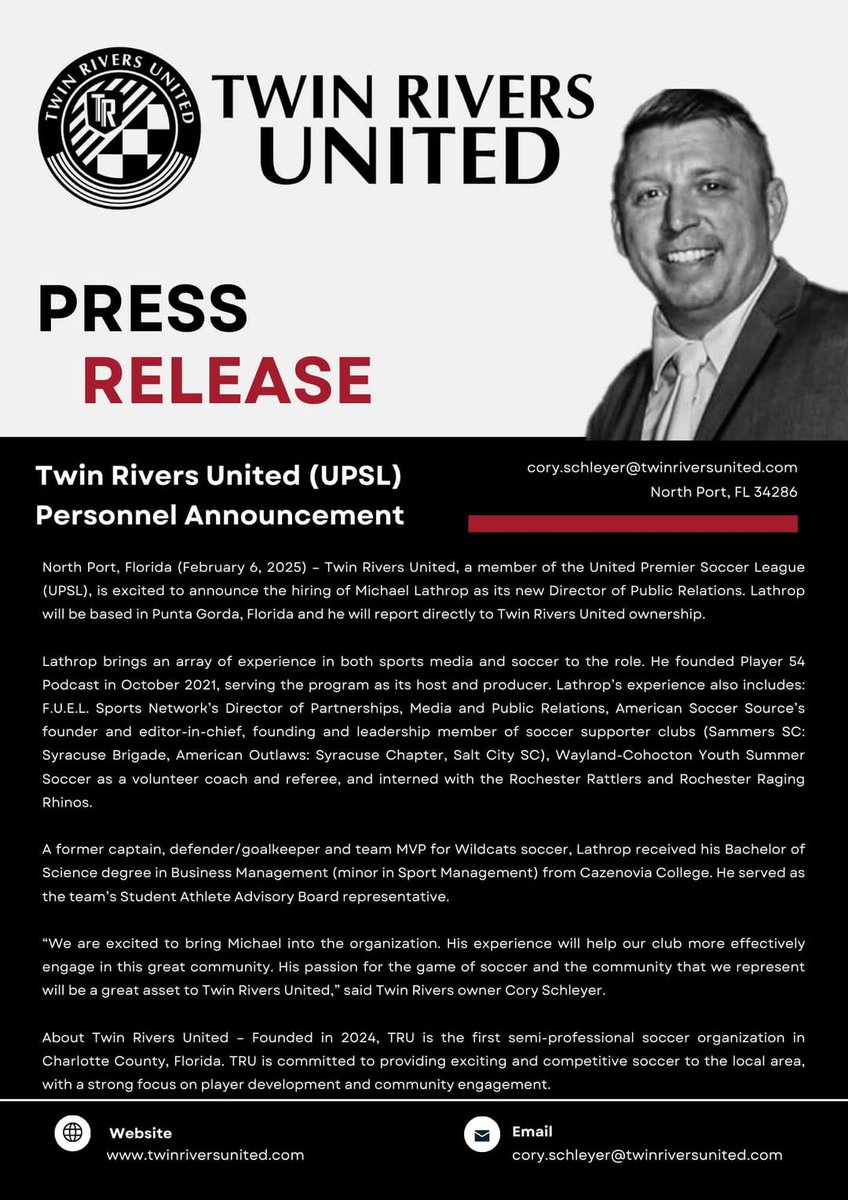 Vanster2000's tweet image. Congratulations to @XFLMike in his position as Director of Public Relations with the @UPSLsoccer Twin Rivers United Soccer Club
In my experience with Mike, in our conversations about Spring Professional Football, he often referred to his passion and experience with soccer
#GoMike