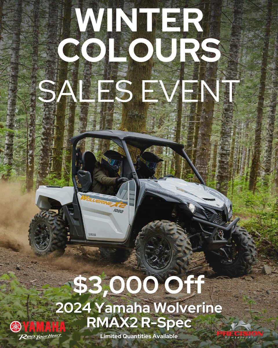 PrecisionLeth's tweet photo. Yamaha's Winter Colours Sales Event is happening now! ❄️

Learn more in-store! Open Tues-Fri 9-5, Saturdays 9-1

Finance &amp; insurance are available, you can bundle in parts, accessories &amp; gear all for one monthly payment, ask us how…

#Yamaha #YQL https://t.co/xp9dv2mhJX