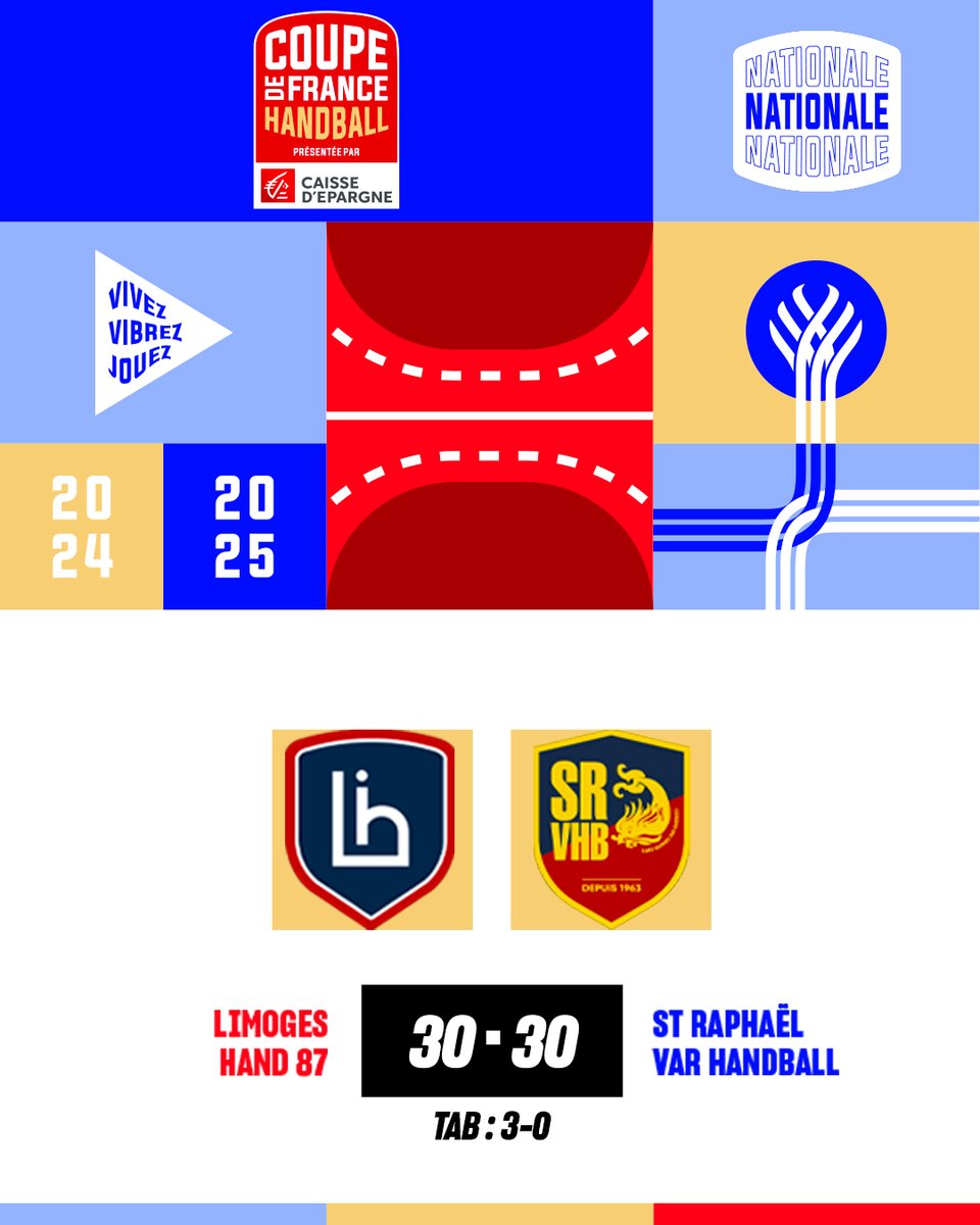Limoges se qualifie pour les demies ! 💪

Après une séance de tirs aux buts, c'est Limoges qui décroche le premier billet pour les demi-finales de la Coupe de France.

Qui seront les prochains ? 🔜

#CDFHandball2025