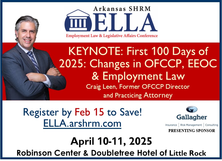 The #ELLA2025 committee is hard at work! We're so excited to hear from keynote speaker <a href="/craigleen/">Craig Leen</a>, former OFCCP Director and practicing attorney! Stay tuned for more speaker updates. You don't want to miss these great resources! 

Register today at ella.arshrm.com/register-for-e…