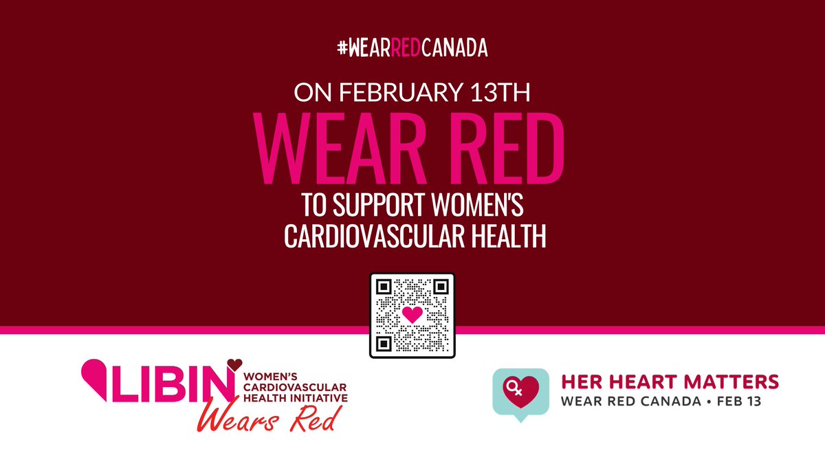 Join the Libin Women’s Cardiovascular Health Initiative and the #WearRedCanada campaign by wearing red on Feb. 13 to help raise awareness about women’s heart health!

📍 Stop by our booth in the HSC atrium at #UCalgary Foothills Campus from 9 a.m. to 2 p.m. for a sweet treat and