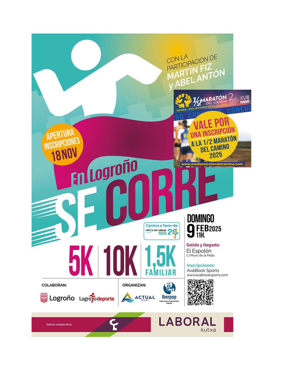 ¡Gran noticia con la que vamos a cerrar este jueves! Nuestros amigos de <a href="/maratonrioja/">Club Maratón Rioja</a> van a colaborar con nosotros y van a sortear entre las personas inscritas a En Logroño se Corre cuatro dorsales para participar en la Media Maratón del Camino. ¡Muchas gracias por este regalazo!