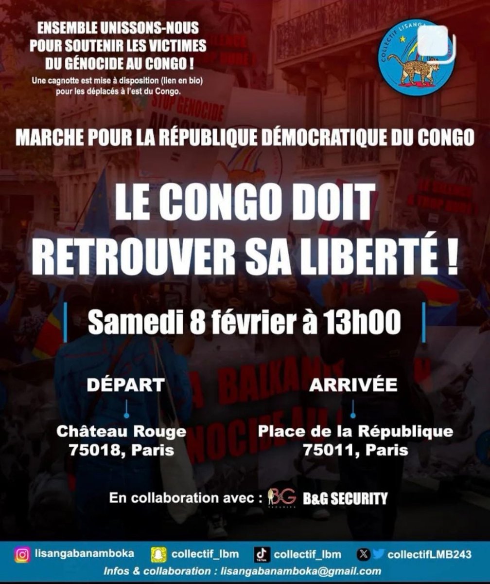 On se donne Rdv samedi 8 février à 13h00 Château Rouge 75018 Paris 🇨🇩🩸 RT au max