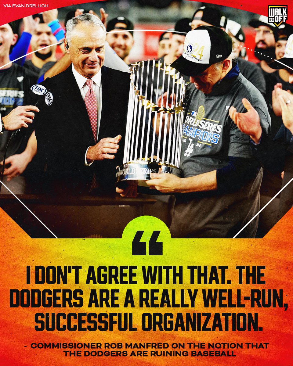 BRWalkoff's tweet photo. Commissioner Rob Manfred doesn't think the Dodgers are breaking baseball https://t.co/xrmK7HLSDf