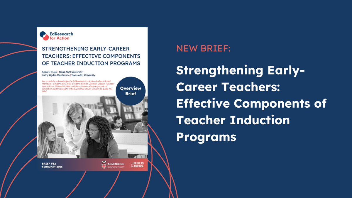 Annenberg Institute at Brown (@annenberginst) on Twitter photo 🔎 What makes a teacher induction program truly effective? Research points to structured coaching, ongoing support, and targeted professional development as key drivers of teacher success.
Read our latest #EdResearch4Action brief with <a href="/Results4America/">Results for America</a>:
tinyurl.com/2ajjt3ju 🔎 What makes a teacher induction program truly effective? Research points to structured coaching, ongoing support, and targeted professional development as key drivers of teacher success.
Read our latest #EdResearch4Action brief with <a href="/Results4America/">Results for America</a>:
tinyurl.com/2ajjt3ju