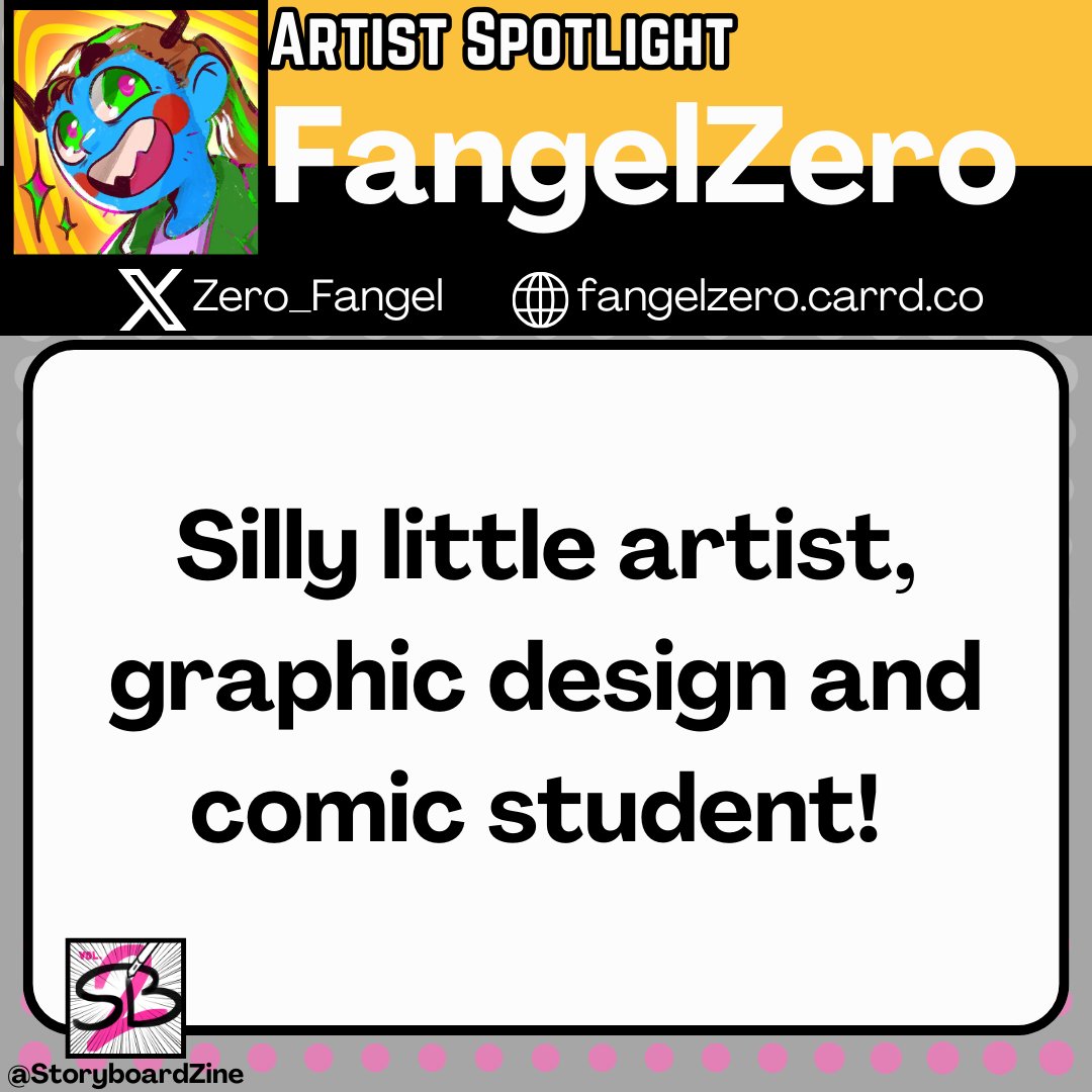 🖌️ Contributor Spotlight 🗒️

Meet FangelZero, one of our Artist Contributors! He's a silly artist with an even sillier art style! Can't wait to see the results of your amazing work!

🐦 Twitter: <a href="/Zero_Fangel/">FangelZero –COMMS OPEN!–</a>
🌐 Website: fangelzero .carrd .co