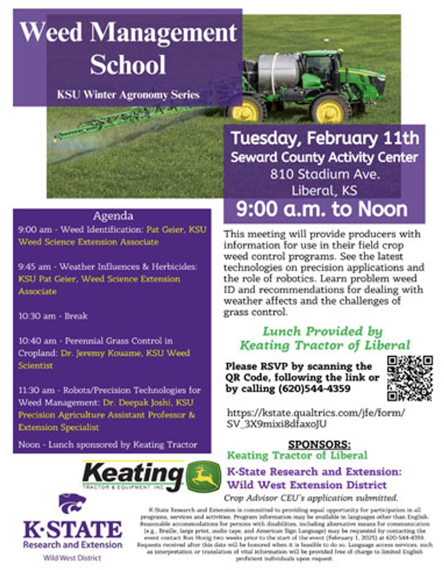 If you are around Liberal and Syracuse County, KS, next week. Please feel free to RSVP and stop by to learn and discuss Robotics and Drones in Weed Management ! <a href="/SWKSAgronomy/">Logan Simon</a> <a href="/KStateRE/">K-State Research and Extension</a> <a href="/KStateWKREC/">WKREC</a>
