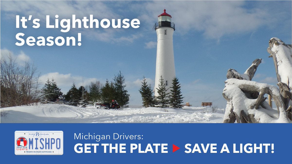 Even winter is lighthouse season! ☃️ Michigan Drivers: When you upgrade to a Save Our Lights license plate for your vehicle, you show off your love of lighthouses AND help support our Michigan #lighthouse repair grant fund! Get the Plate ➡️ Save a Light!: michigan.gov/saveourlights