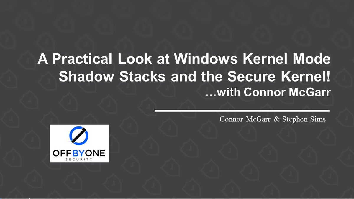 Steph3nSims's tweet image. Join me on Friday, February 14th on the @offby1security stream with the amazing @33y0re (Connor McGarr) for a look at Windows Kernel Mode Shadow Stacks and the Secure Kernel!

youtube.com/watch?v=T7qxs-…