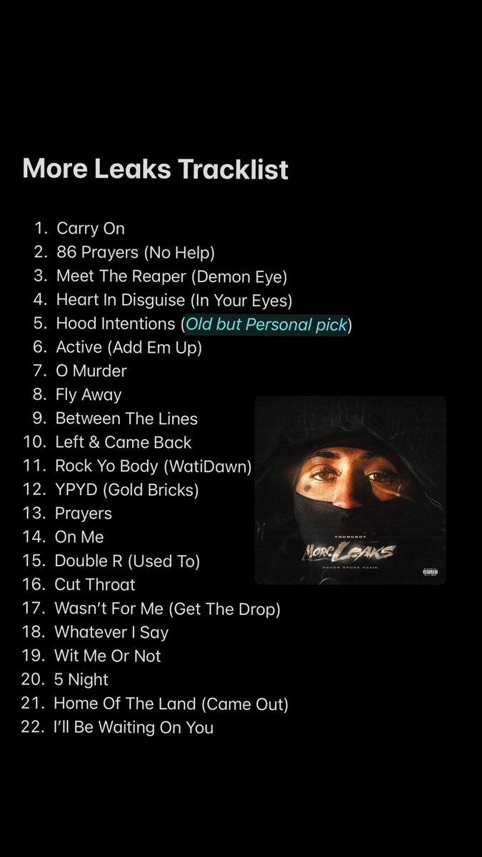 YoungboySnippet's tweet image. After discussions I’ve decided that this will be the best tracklist for MORE LEAKS what ya’ll think? ⏳