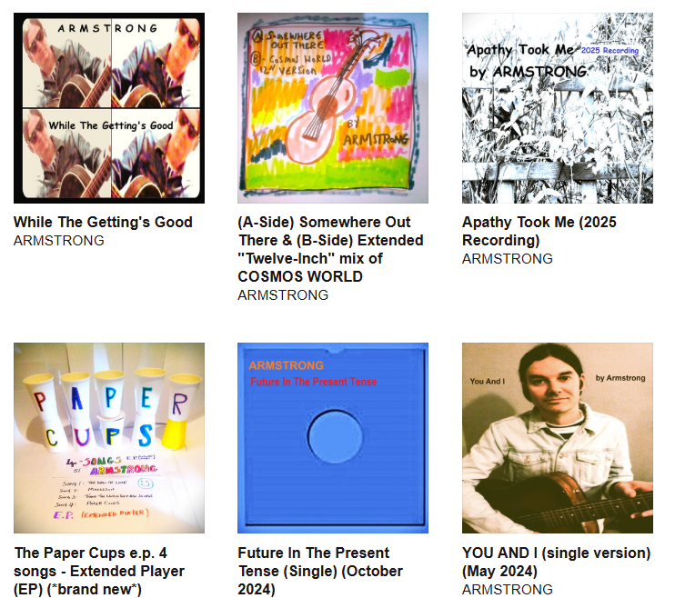 BANDCAMP FRIDAY - 10 x Digital Melodic 'IndiePop' Songs from ARMSTRONG for under £4 - most of them released in past 4 months.... you can hear them all here:  armstrong2.bandcamp.com 🙂