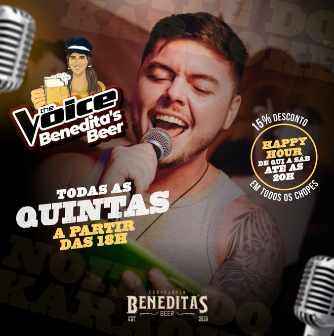 Hoje é dia de soltar a voz no karaoke da benê, visse?  Já abrimos, chegue logo pra curtir o happy hour! Desconto no chope e petiscos selecionados!  

 Boragir 🍻 

#cervejariaBeneditas #bebalocal #potiguar #parnamirim #rn #natal #cerveja #artesanal #cervejaartesanal #karaoke