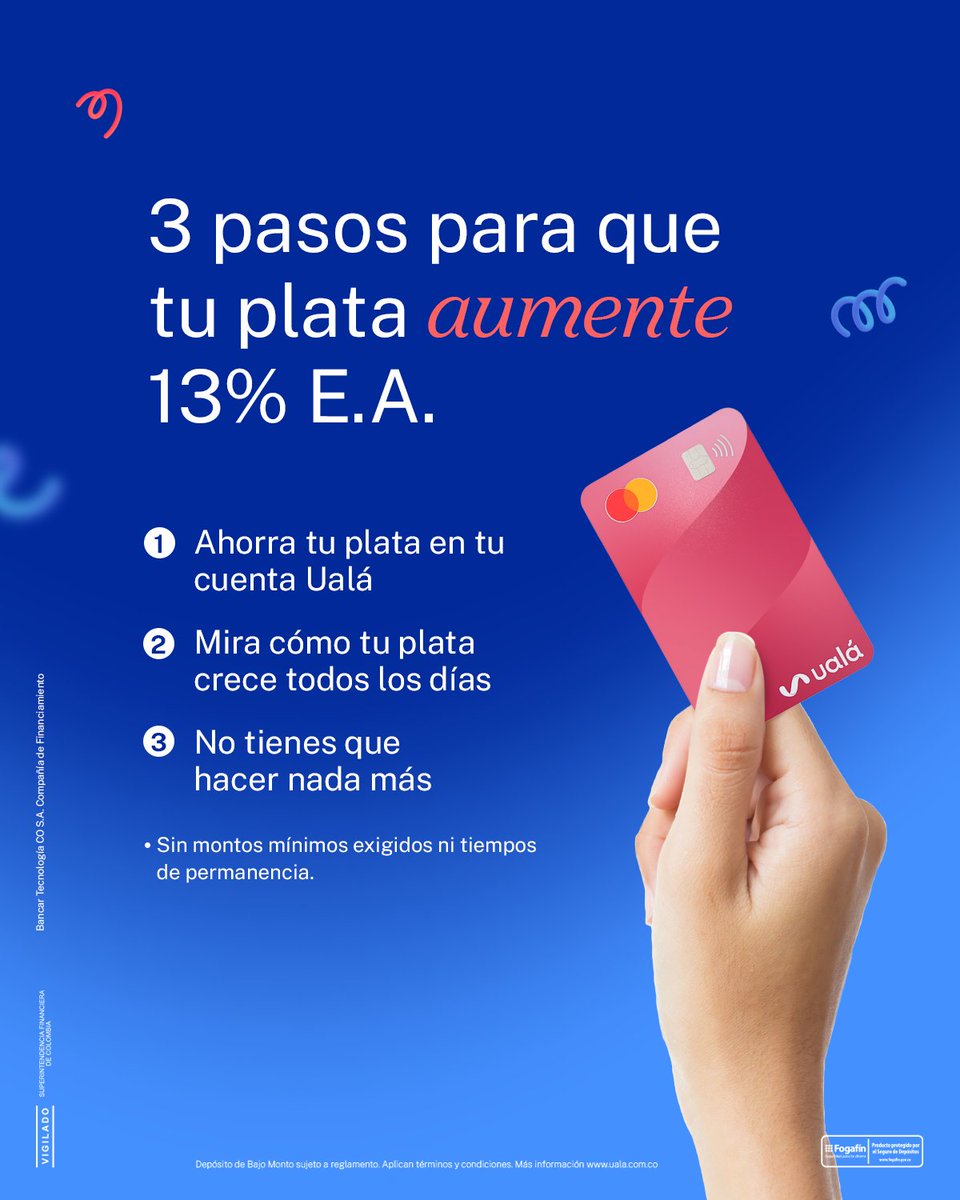 El paso a paso más fácil que verás hoy 😉
Mira como tu plata crece todos los días con la tasa más alta del mercado. 13% E.A., sin condiciones.