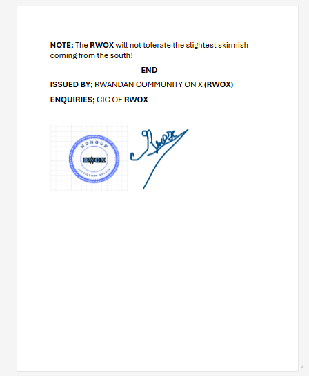 The RWOX COMMUNITY Statement || Thursday, 06 February 2025.  
Update RWANDA🇷🇼 VS SOUTH AFRICA🇿🇦 communities on <a href="/X/">X</a> 
#RwOX 
#Rwanda 
 #Ntituzemera