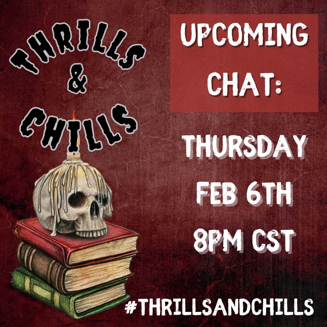 Tonight is the #Thrillsandchills chat w/ me &amp; <a href="/KellyMalacko/">Kelly Malacko</a> at 8pm CST! 

#writingcommunity #thriller #suspense #horror #mystery #amwriting #writers