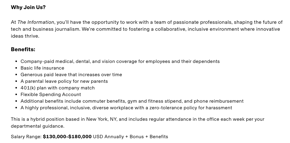 Cory Weinberg (@coryweinberg) on Twitter photo Cool journalism job opening: Come work with me <a href="/theinformation/">The Information</a> to write about the giant pools of cash moving across the globe to fund the growth of artificial intelligence. Cool journalism job opening: Come work with me <a href="/theinformation/">The Information</a> to write about the giant pools of cash moving across the globe to fund the growth of artificial intelligence.