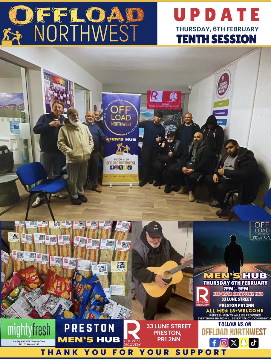 OffloadNWest's tweet image. facebook.com/share/p/19jqha…

#OffloadNorthwest #MensHub #RedRoseRecovery #PowerOfWords #MensSession #PrestonMensHub #MentalHealthAwareness #HealingThroughWords #CommunitySupport #TogetherWeRise #PositiveVibes #WordsMatter #SupportAndConnect #MensHealthMatters