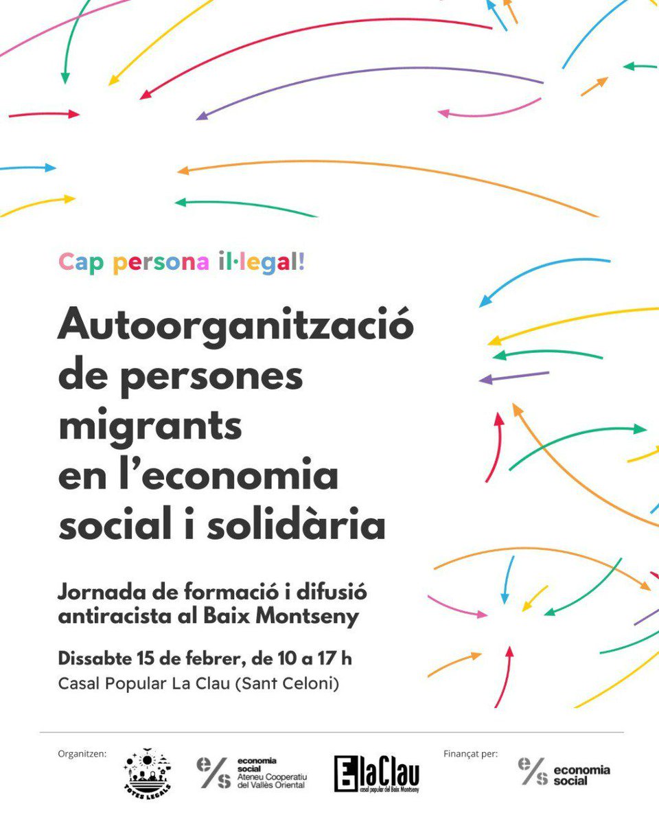 🙌🏿💜 Us convidem a participar a la jornada de formació i difusió antiracista que organitzem conjuntament amb Totes Legals i La Clau Baix Montseny, el dissabte 15 de febrer!

🤗 Us esperem a La Clau (Carrer d'Alguersuari, 16,  Sant Celoni)!