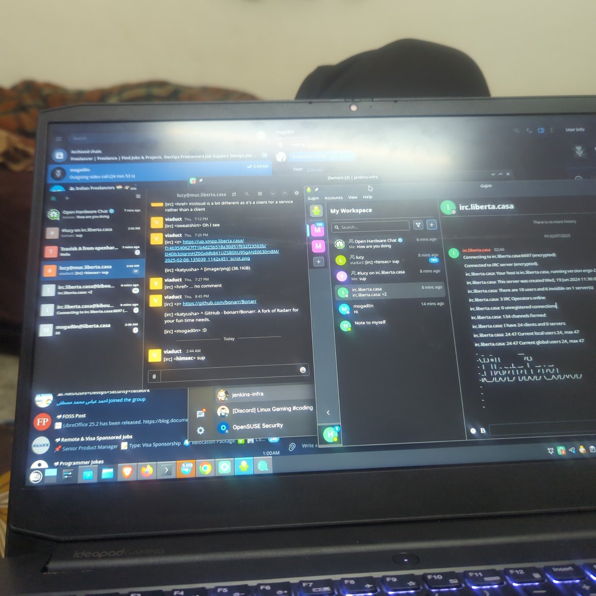 aayan__mateen's tweet image. &quot;Grateful to learn more about decentralized messaging with Dino (XMPP), IRC, Profanity, Gajim, and Monocles—thanks to @pratyushdesai for the insights! Owning your communication is powerful. #XMPP #IRC #PrivacyFirst&quot;