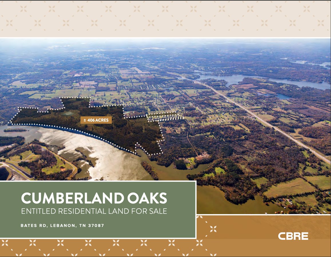 AustinRecht's tweet image. 🌳 Just listed: 406-acre Cumberland Oaks in Lebanon, TN

Entitled for 435 units
Cumberland River frontage
33 mi from Nashville
Former Reba McEntire estate
Marina &amp;amp; B&amp;amp;B potential
240+ acres open space

Rare chance to develop a premier riverfront community in Nashville's…