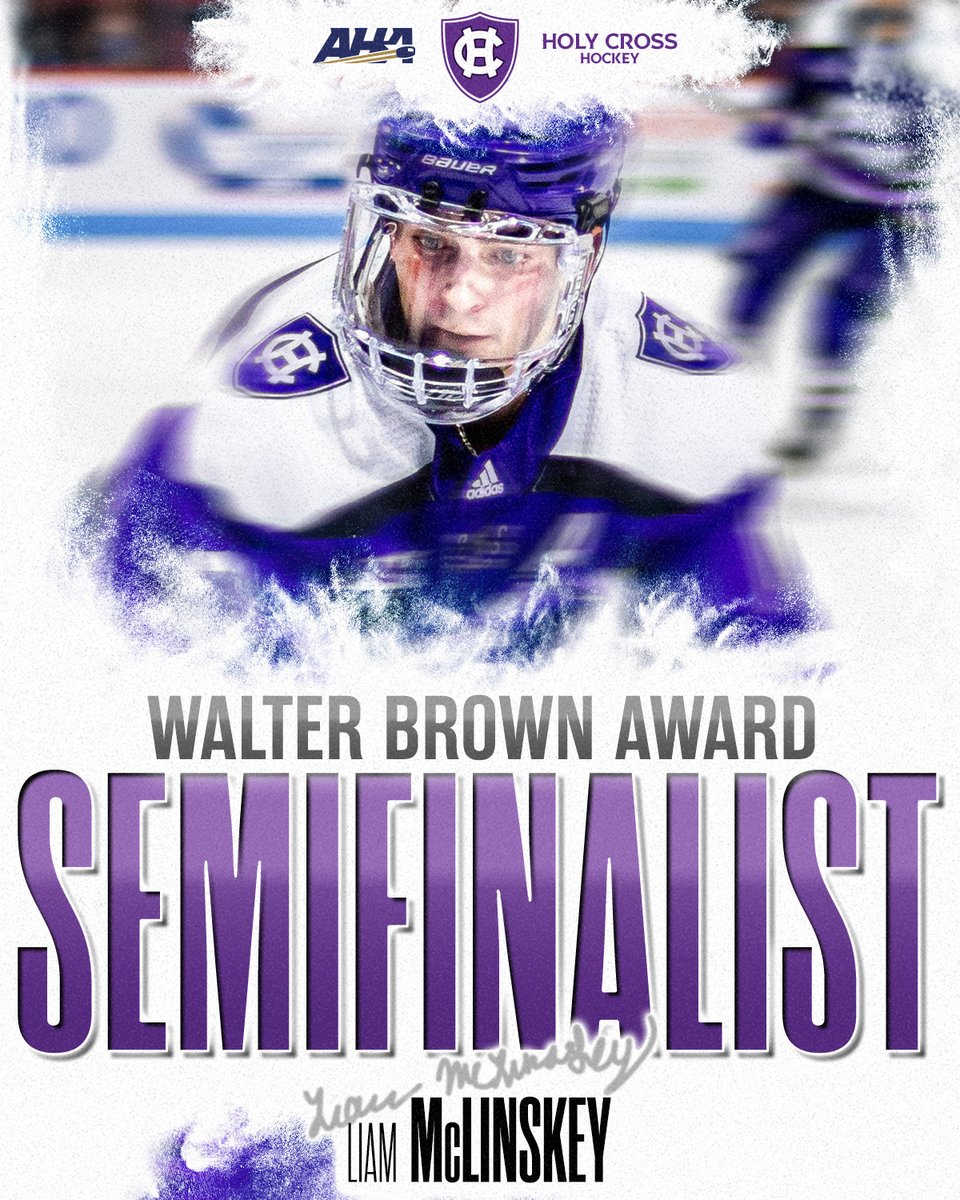 Liam McLinskey is a Walter Brown Award semifinalist for the second-straight season!

The award is presented annually to the top American-born college hockey player in New England 👏👏

📰 tinyurl.com/35b4kdmy

#GoCrossGo | <a href="/liamm1313/">Liam McLinskey</a>