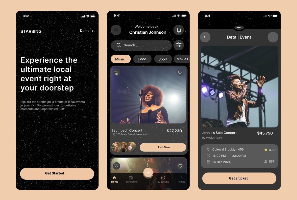 itzdeluxbeauty's tweet photo. Day 5 UI daily challenge with @ux_thrive 

Task: Replicate the Event Booking App 
Font: Inter
Color Code: #F7C59F

#UIDesign #EventBooking #DesignChallenge 
#DesignForGood #AppRedesign https://t.co/FRD1bX8tJn
