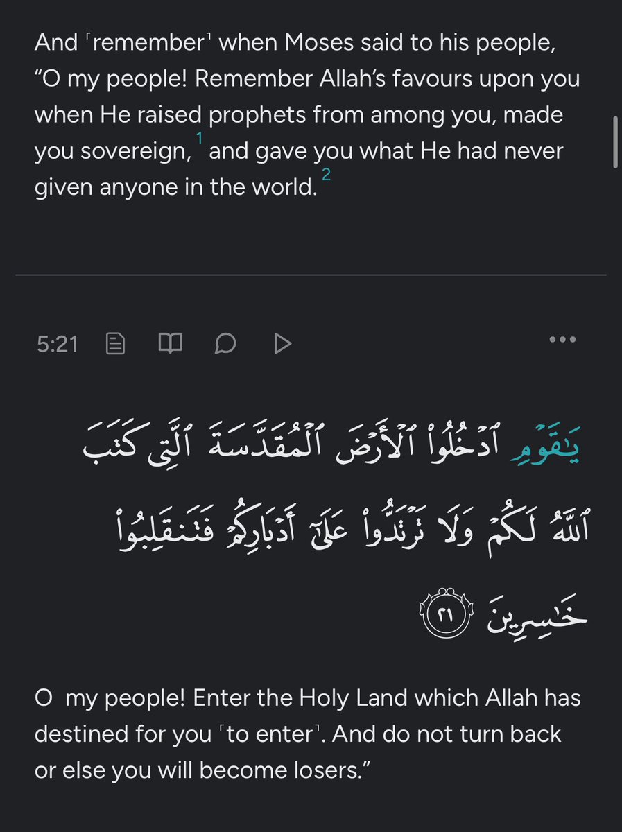 Imamofpeace's tweet photo. @khamenei_ir That’s not what the Quran says, Mr “Supreme Islamic Leader.” All of the Holy Land was given to Moses and his people. https://t.co/sFJM8wMxMG