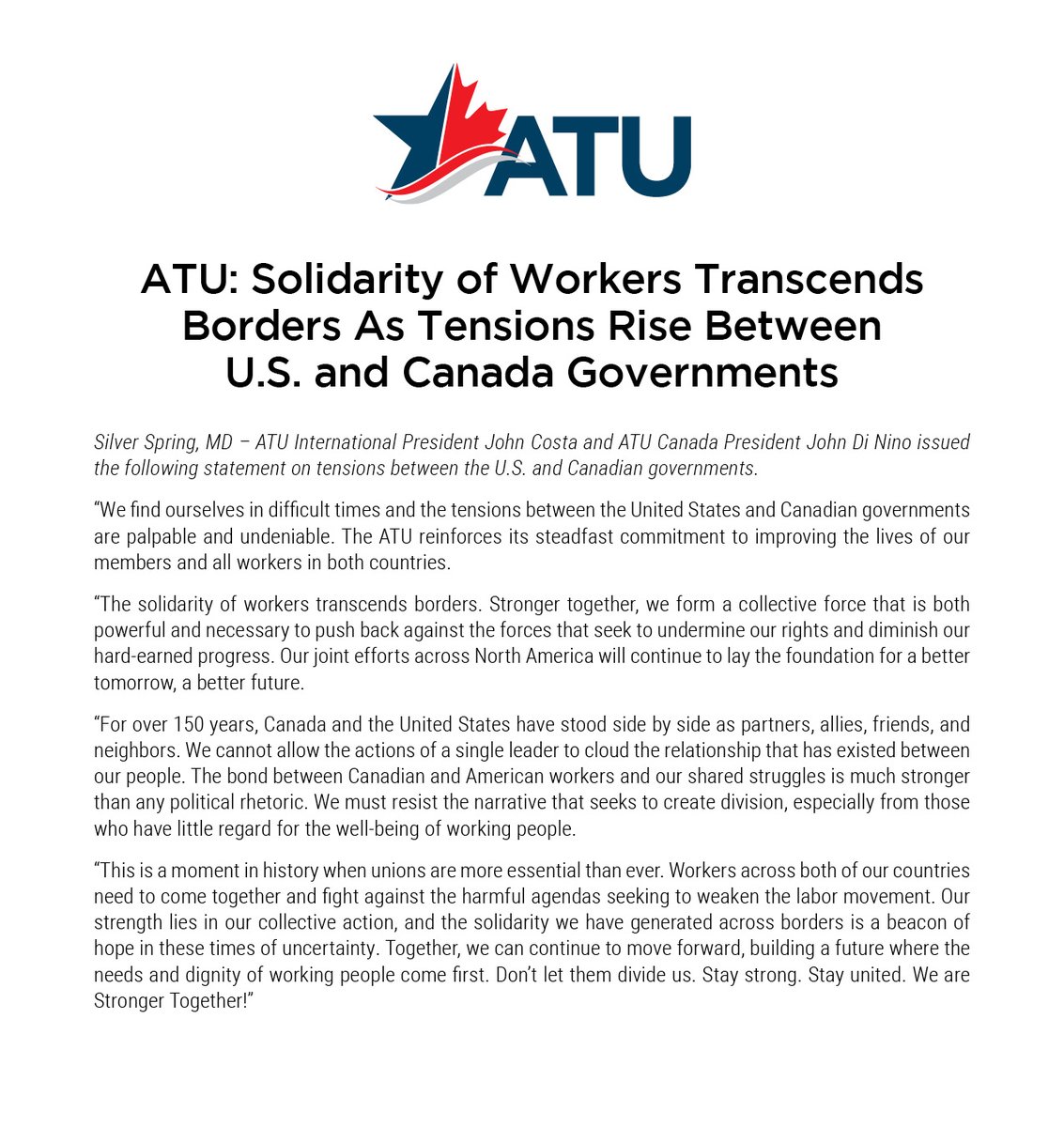 #StrongerTogether  #OneATU  #canlab