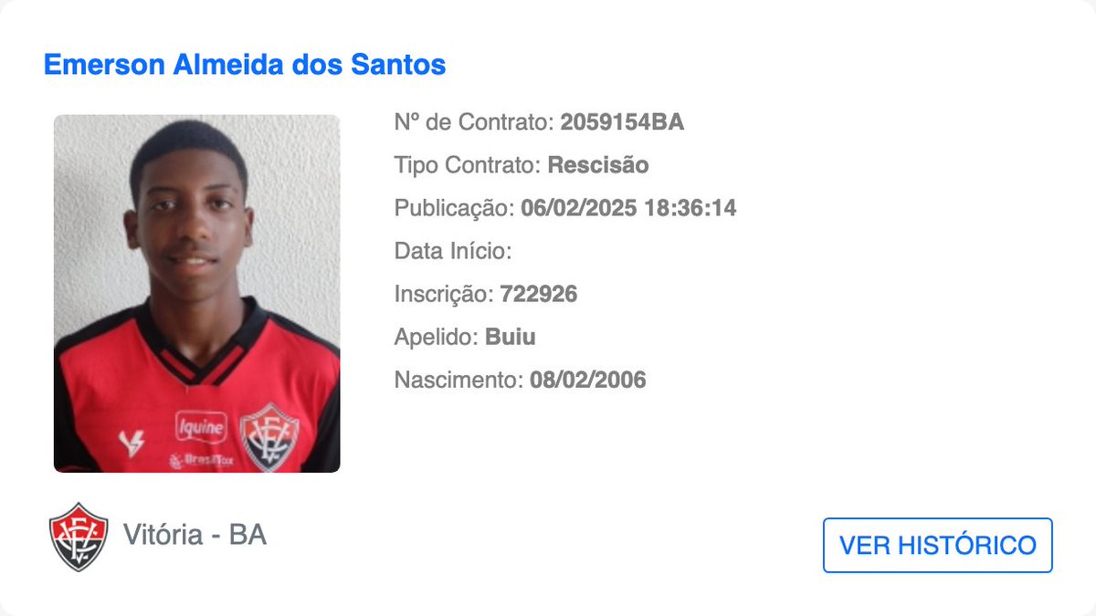 ✍️ Jogador publicado no BID: Buiu
  
📅 Publicado em: 06/02/2025 18:36:14

📝 Tipo de contrato: Rescisão

#Buiu #BID #ECVitoria