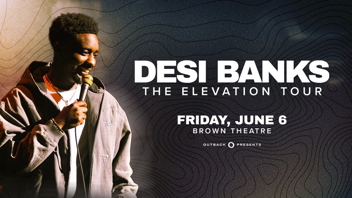 The Brown Theatre (@thebrowntheatre) on Twitter photo 🎫 ON SALE NOW 🎫 Comedian <a href="/iamdesibanks/">Desi Banks</a> brings The Elevation Tour to <a href="/thebrowntheatre/">The Brown Theatre</a> Friday, June 6! Get tickets: bit.ly/DesiBanksLOU 🎫 ON SALE NOW 🎫 Comedian <a href="/iamdesibanks/">Desi Banks</a> brings The Elevation Tour to <a href="/thebrowntheatre/">The Brown Theatre</a> Friday, June 6! Get tickets: bit.ly/DesiBanksLOU