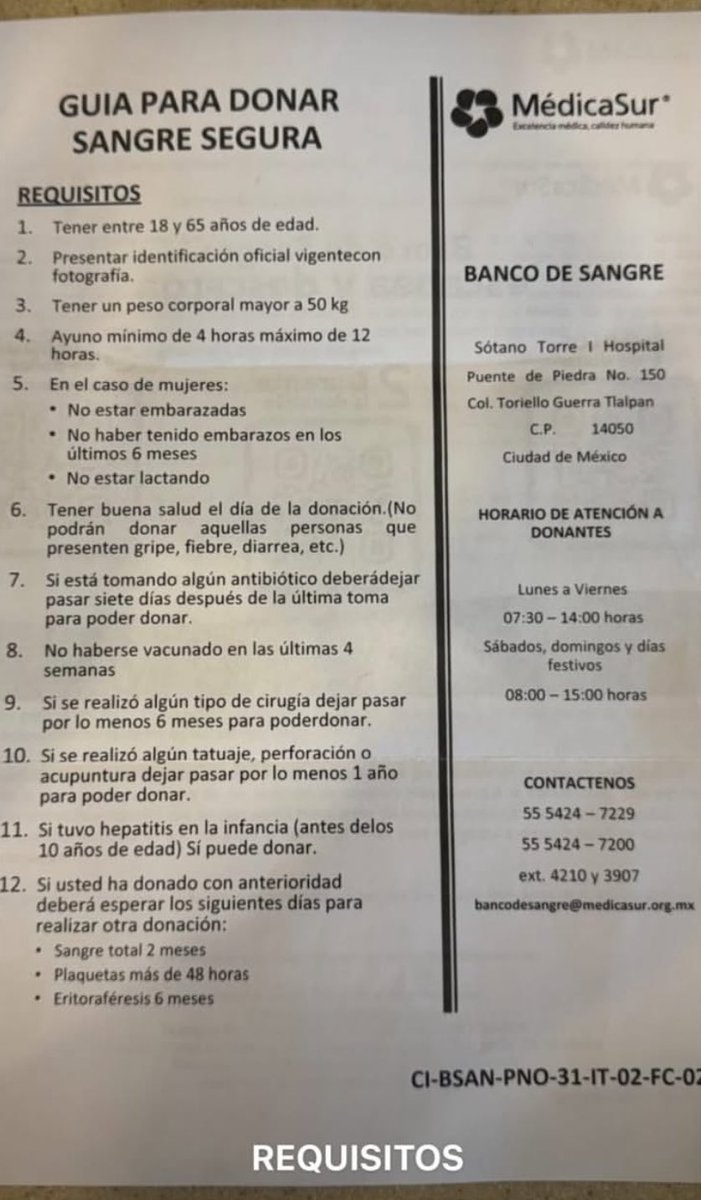 ¡URGENTE!

Se solicitan donadores de cualquier tipo de sangre para Valentina Gilabert.

📍 Hospital Médica Sur
🕒 Horario de donación: 7:30 am - 2:00 pm

Para más información, comunícate a:
📞 55 5424 7229
📞 55 5424 7200