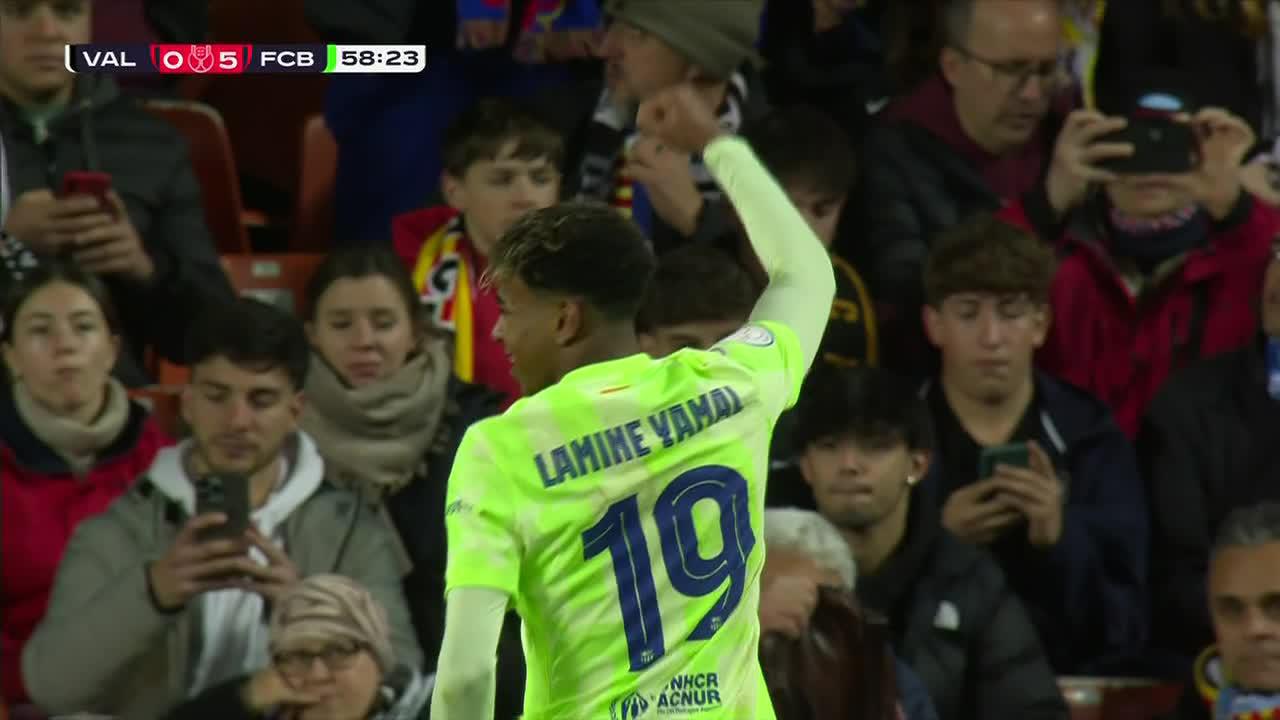 LAMINE YAMAL GETS HIS NAME ON THE SCORESHEET!5-0 BARCELONA VS. VALENCIA 😤