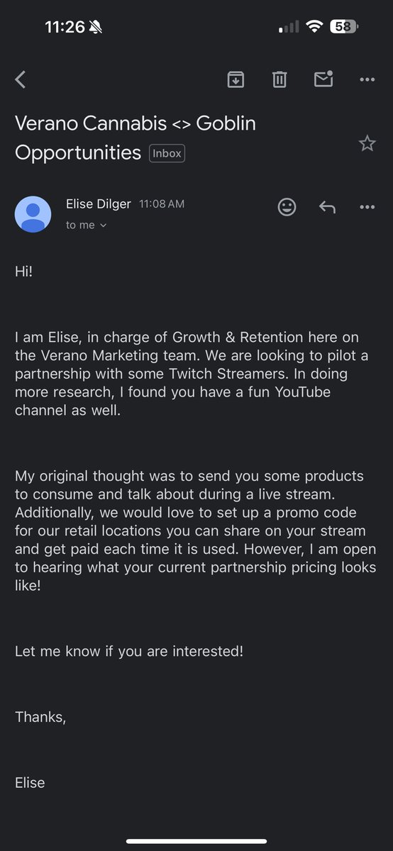 TheGoblinnn's tweet image. The worst weed brand on earth sent me an email today…