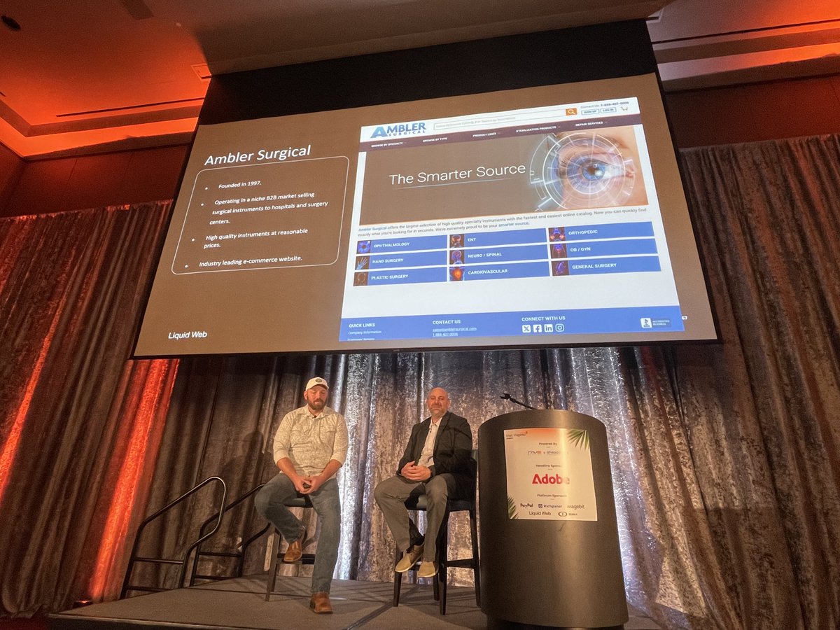 We just wrapped up our session, “Disrupting the Surgical Instrument Industry: How Magento and Nexcess Transformed Ambler Surgical’s B2B eCommerce” at #MeetMagentoFlorida 🌴

Thanks to everyone who attended this last case study session of the day, led by our VP of Sales, Josh