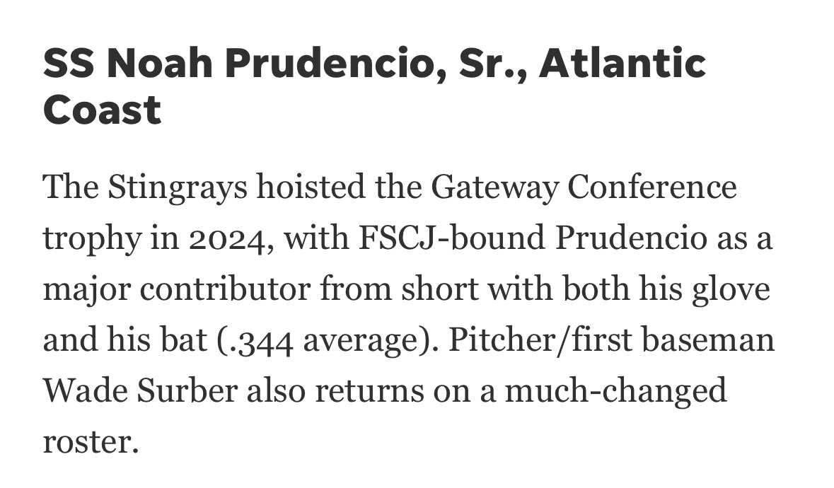 Thank you <a href="/CFreemanJAX/">Clayton Freeman</a> for the feature in the HIGH SCHOOL BASEBALL PREVIEW  of Jacksonville teams, players to watch in 2025.

<a href="/FSCJBaseball/">FSCJ Baseball</a>
<a href="/ACRaysBaseball/">Atlantic Coast Baseball (Official)</a>