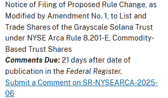 UPDATE: SEC just acknowledged the <a href="/Grayscale/">Grayscale</a> Solana 19b-4. This is actually newsworthy because the SEC had refused to do this in recent filing attempts for SOL