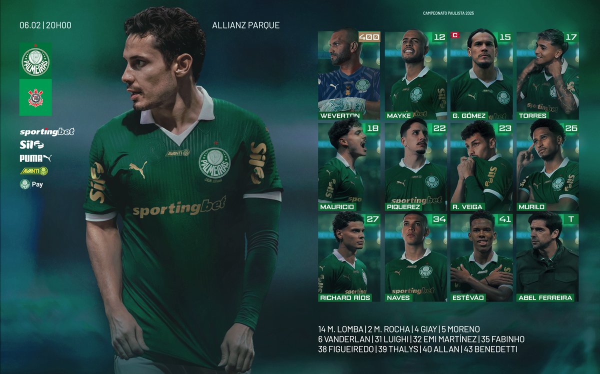 Palmeiras's tweet photo. NOSSOS 11 INICIAIS ESTÃO PRONTOS PRO CLÁSSICO! 📋🐷

#PALxCOR https://t.co/8AKGaEEfir