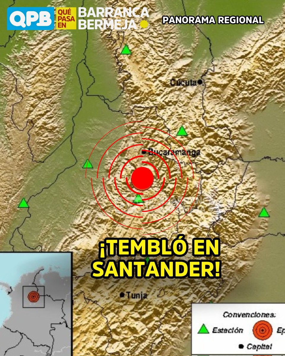 Sobre las  4:03 tarde,con una  magnitud 4.4, Profundidad 149 km,con epicentro en Los Santos - Santander, Colombia