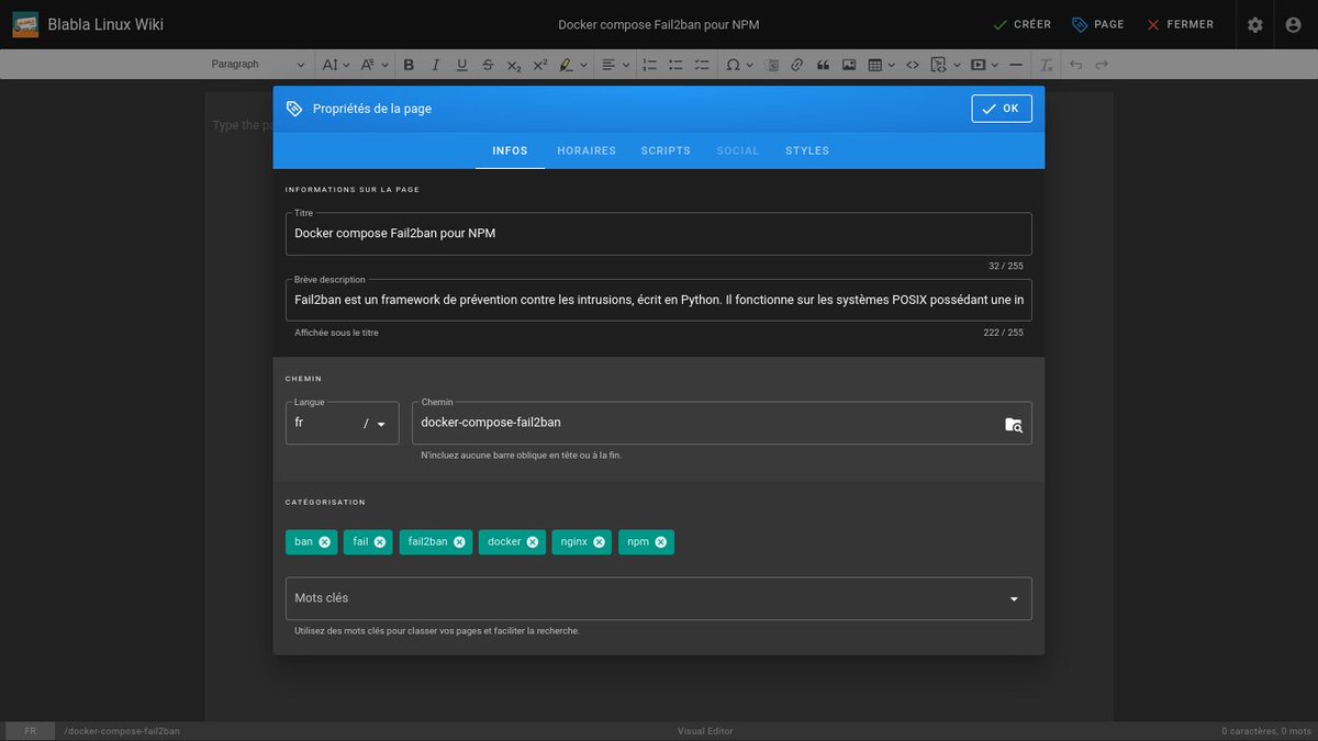 BlablaLinux's tweet image. Sur le #Wiki, nous avons donc…
Docker compose #Nginx Proxy Manager (NPM) ;
Docker compose #GoAccess pour NPM ;
Je suis en train de préparer…
Docker compose #Fail2ban pour NPM, et ensuite, on pourra commencer la première vidéo 😎